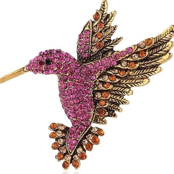 NWT Rhinestone Crystal Hummingbird Brooch Pin - Picture 4 of 7